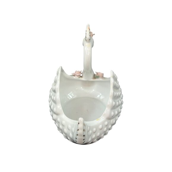 Vintage Lefton's Hobnailed Porcelain Roses Swan Trinket Dish Hand Painted 848 - Picture 4 of 10